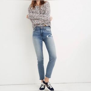 Madewell Stovepipe Distressed Raw Hem Straight Jeans Size 31
